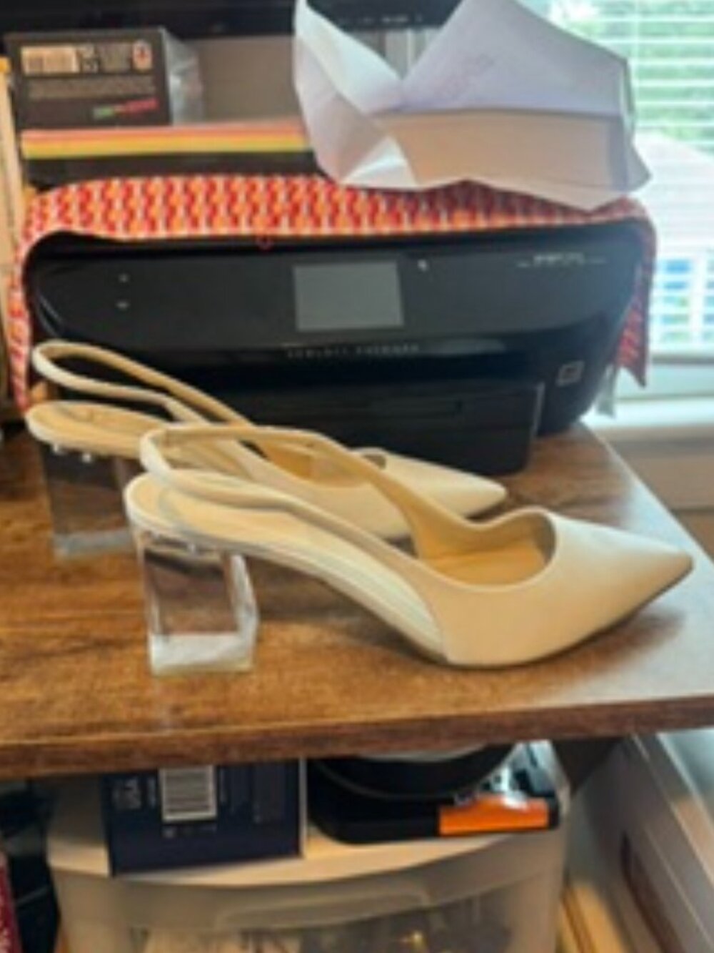Marc Fisher White Lucite Block Heel Sandals – Women's Size 10 – Original Box